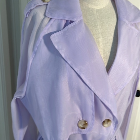 Anthropologie DOLAN Sheer Tulle Trench Coat NEW size LARGE Lavender - Picture 7 of 10